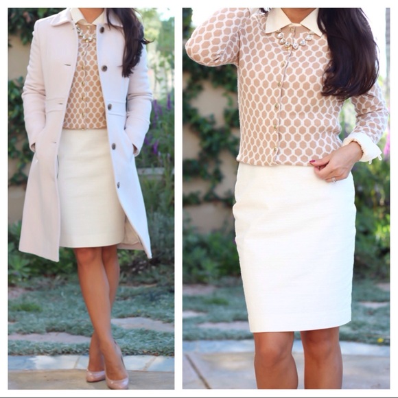 Ann Taylor Cream Pencil Skirt - Picture 1 of 6